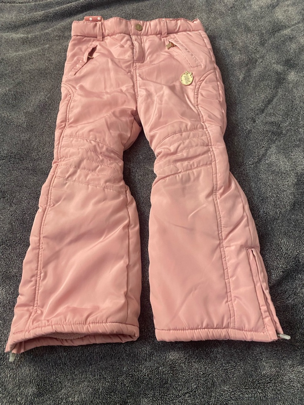 Jelispoon Boutique Dusty Pink Fleece-Lined Snow Bibs Size 120 (US 6/7) - Picture 2 of 9